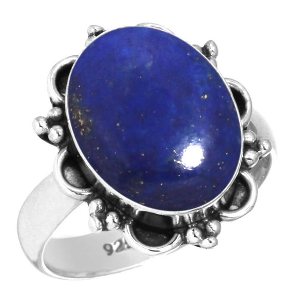 925 Sterling Silver Ring For Women - Teens Blue Real Lapis Lazuli Gemstone Silver Ring Size 12 September Birthstone Silver Ring Size 12 Mothers' Day Gift For Ladies 925 Silver Gemstone Jewelry