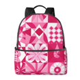 thumbnail image 2 of Lightweight Backpack With Adjustable Shoulder Strap Empty Bag Upright 12×14.5in For Weekend Holiday Travel Hiking Hotpink Geometric Patterns_1, 2 of 5