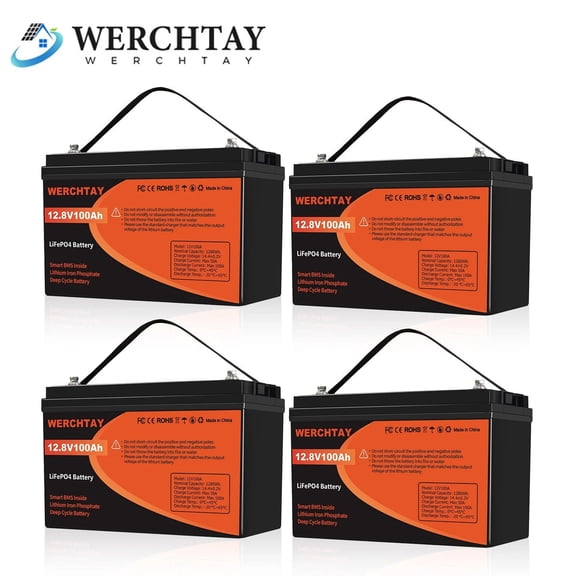 WERCHTAY 48V 100Ah Lithium Battery LiFePO4 Deep Cycle For RV Golf Cart 4 Group 12V 100Ah