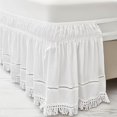 thumbnail image 6 of Ruffled Embroidered Tassel Bed Skirt, Elastic Dust Ruffle Bed Skirt, Twin Size Bed Skirt,Luxury Bedroom Decor,16 Inch Drop, (Twin), 6 of 7