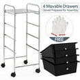 thumbnail image 6 of Alden Design 4 Drawers Metal Frame Storage Cart Rolling Bin Trolley, Black, 6 of 11