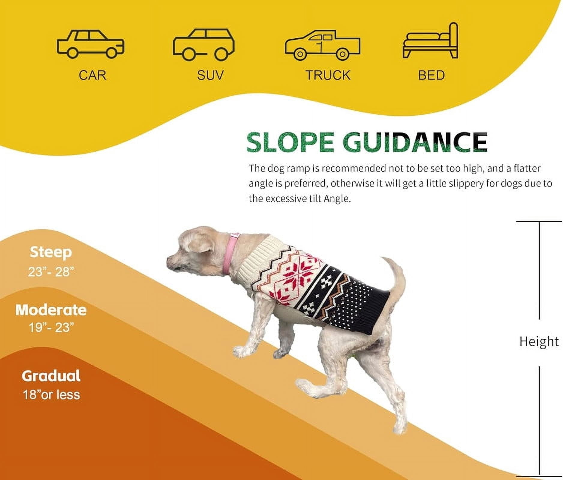 PawStep 51114 Pet Ramp with Poly Grass - Folding, Portable Dog Ramp for Cars, SUV & Trucks - Non-Slip Surface - Lightweight & Durable - Supports Large Dogs up to 200 lbs