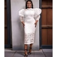 thumbnail image 4 of Women'S Elegant Floral Lace Long Sleeve Bodycon Pencil Dress for Evening Events White XXL, 4 of 10