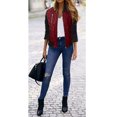 thumbnail image 2 of Veste Bomber Décontractée à Fermeture Éclair Automne Hiver pour Femmes Manteau Patchwork Ample, 2 of 7