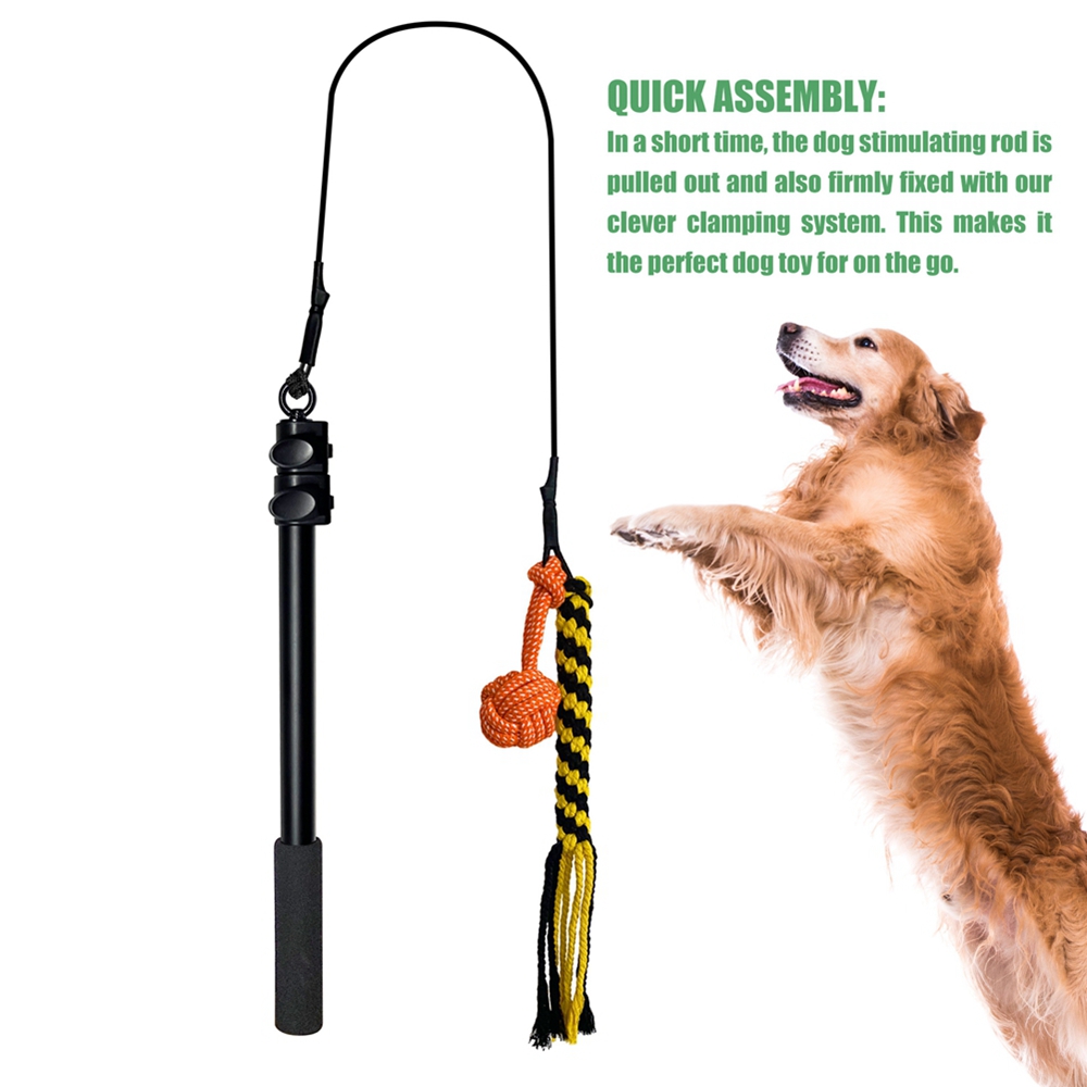 Retractable Pole Dog Chew Toy,Dog Teeth Grinding Toy,Pet Plush Toys Bite-resistant Durable Interactive Pet Toys Flirt Pole for Dogs Teaser Wand with Plush Refill Dog Toy