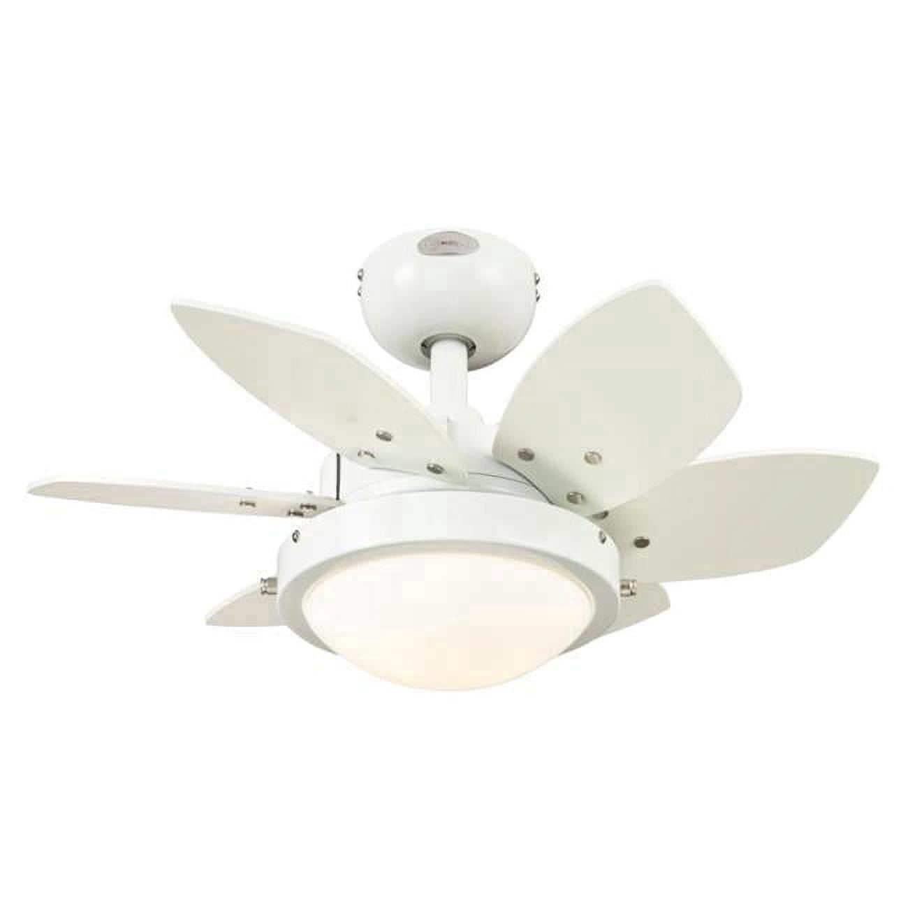 Westinghouse Lighting Quince 24-Inch 6-Blade Indoor Ceiling Fan with Dimmable LED Light Fixture and Opal Frosted Glass White N/A