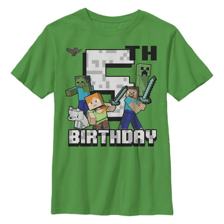 Boy's Minecraft Happy 5th Birthday Graphic T-Shirt