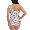 thumbnail image 5 of Easygdp Vintage Butterflies Women's One Shoulder Ruffle Monokini Bathing Suits with Removable Chest Pad, Quick Drying - X-Large, 5 of 8