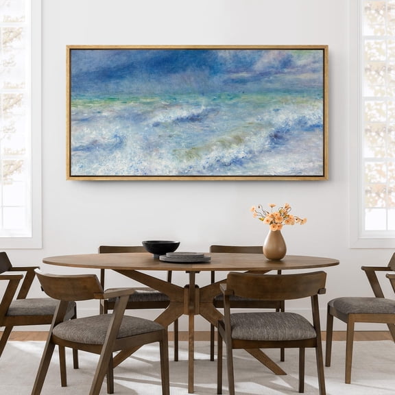 IDEA4WALL Extra Large Framed Canvas Print Wall Art Serenity at Sea Painting Illustrations Minimal Impressionist's Vision Fine Art Retro Wall Decorative Oversized Artwork - 60"x30"