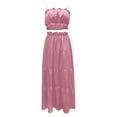 thumbnail image 4 of Elainilye Fashion Women Dresses Open Waist Sexy Lace Strap Spliced Large Dress Set Sleeveless Evening Gown Dress,Pink, 4 of 6