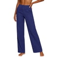 thumbnail image 6 of JUSLIO Linen Pants for Women Casual High Waist Loose with Pockets Fashion Straight Pants, 6 of 7
