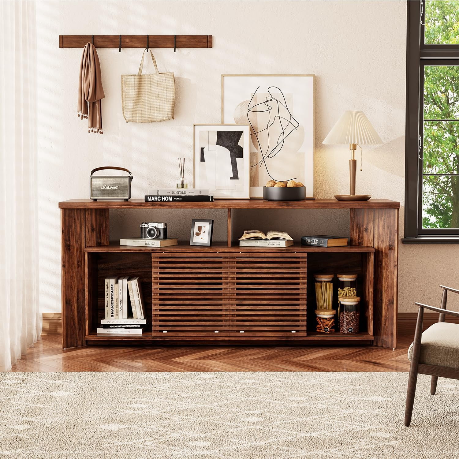 Flycity Mid Century Modern TV Stand for 55 60 65 Inch TVs