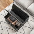 thumbnail image 2 of Resenkos Farmhouse Coffee Table,Square Center Table with Flip-top Lids, Hidden Storage Compartment,Solid Particleboard, MDF Frame, Distressed Black, 2 of 8