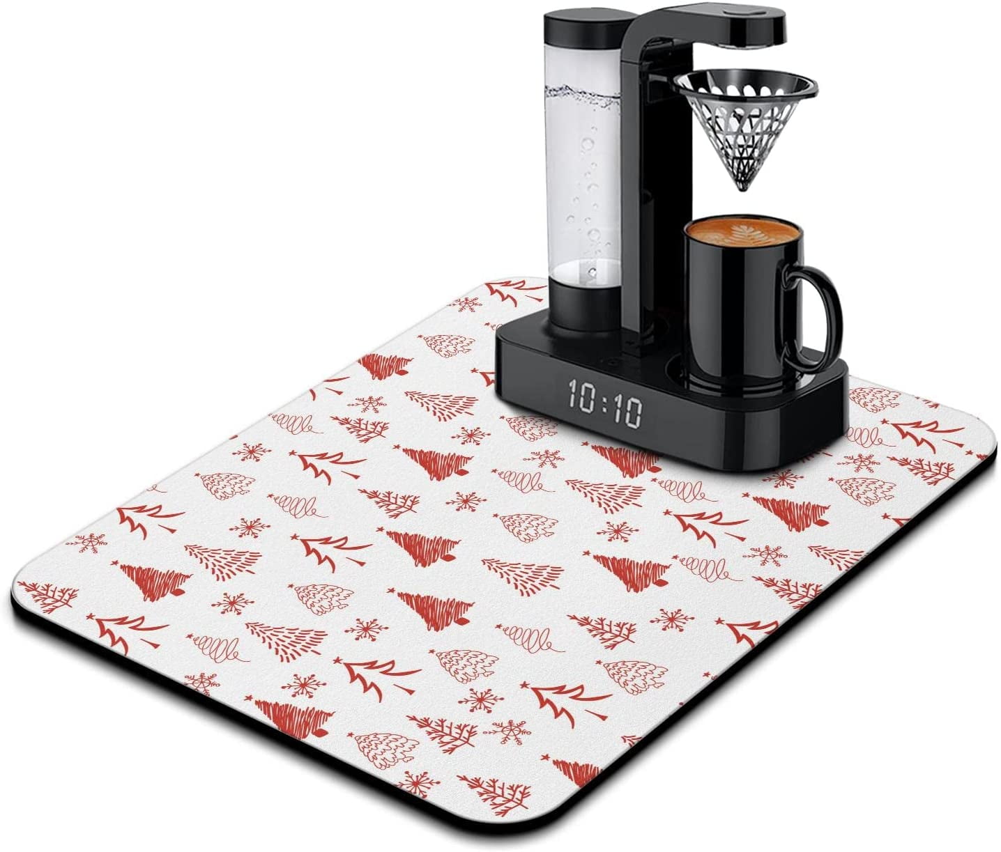 Christmas Dish Drying Mat,Coffee Bar Decor,Coffee Machine Pads