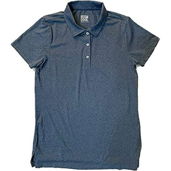 32 Degrees Cool Women's Sun Protection UPF 50  Short Sleeve Polo Shirt (Heather Indigo, Medium)