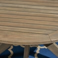thumbnail image 4 of Frederic Outdoor 5 Piece Acacia Wood 47" Round Dining Set with X-Legs and Cushions, Gray, Cream, 4 of 6