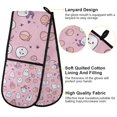 thumbnail image 2 of Yayeee Double Oven Mitt Kitchen Heat Resistant Baking 35" x7" Quilted Glove, Pink Halloween, 2 of 6
