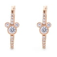 thumbnail image 4 of Disney Women Mickey Mouse Sterling Silver Rose Gold Plated Cubic Zirconia Hoop Birthstone Earrings - April, 4 of 5