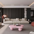 thumbnail image 3 of 40'' Cloud Shaped Coffee Table with 3 Ball Legs, Cream Style Accent Cocktail Table, Living Room Center End Table, 3 of 7