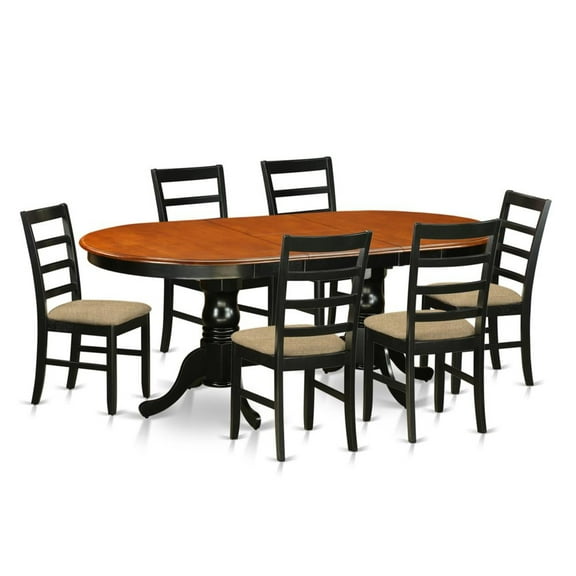 East West Furniture Plainville 7-piece Wood Kitchen Table Set in Black/Cherry