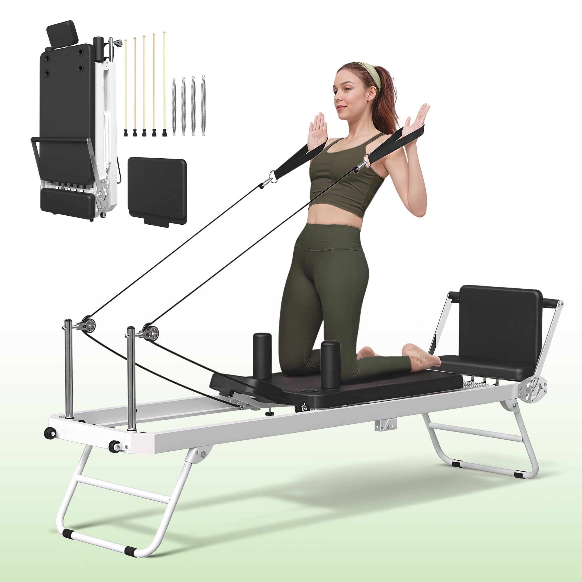 nexace Foldable Pilates Reformer Machine, Sturdy, Smooth Sliding