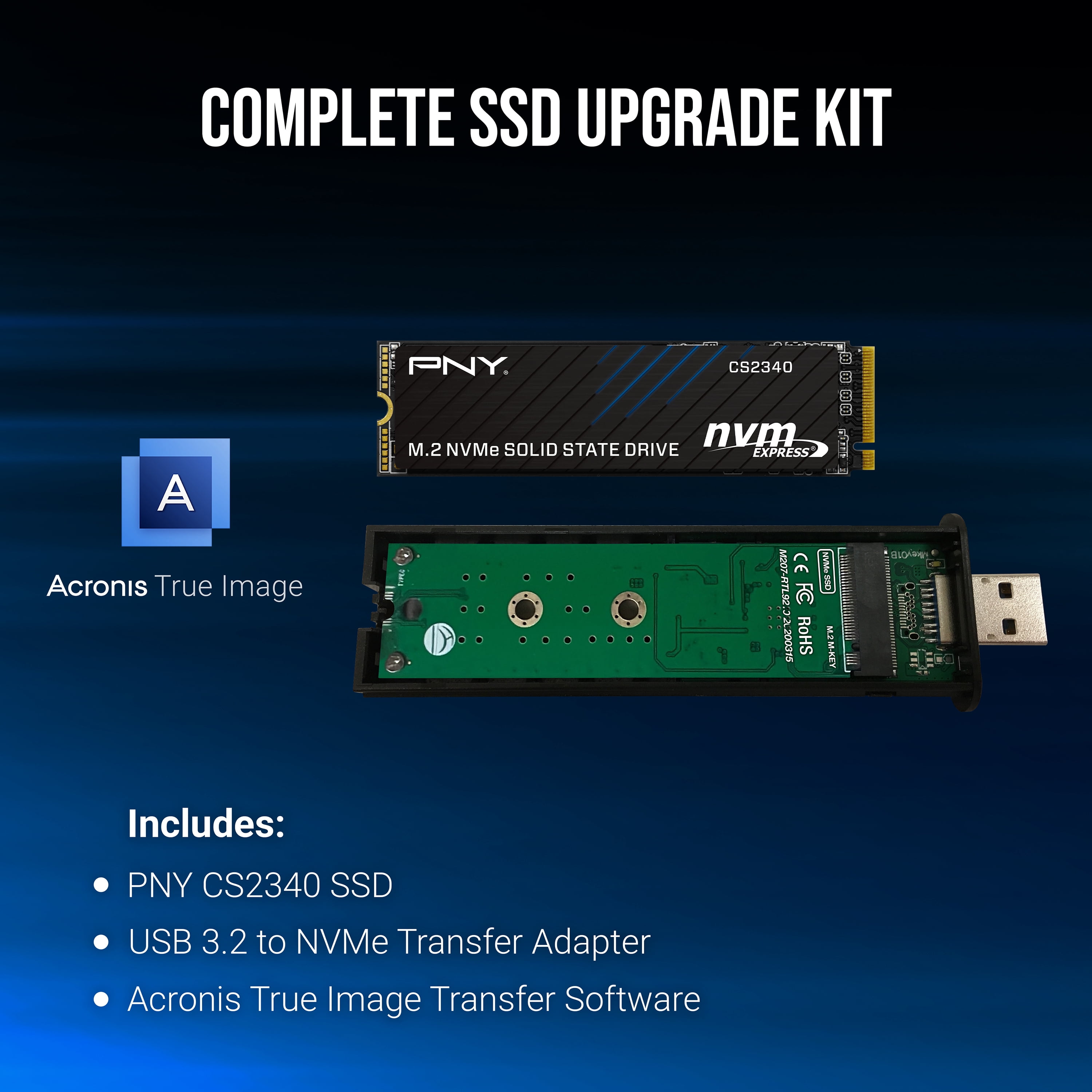 PNY CS2340 500GB PCIe Gen4 x4 NVMe M.2 Internal SSD Kit -up to 7400 MB/s Read