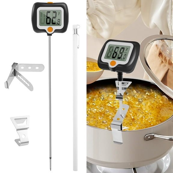 Xiyztok Digital Candy Thermometer with Pot Clip Instant Read Food Thermometer with Stainless Steel Probe and LCD Display Practical for Sugar Maple Syrup Cheese