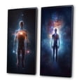 thumbnail image 3 of Designart "Ethereal Awakening Glowing Body and Light VI" Robot Framed Wall Art Set Of 2 - Modern Blue Gallery Wall Frame Set For Home Decor, 3 of 6