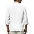 thumbnail image 3 of Camisetas de Manga Larga Casual Color Sólido Botón de Cuello Redondo Detalle Camiseta Suave para Deportes Primavera Diaria, 3 of 5