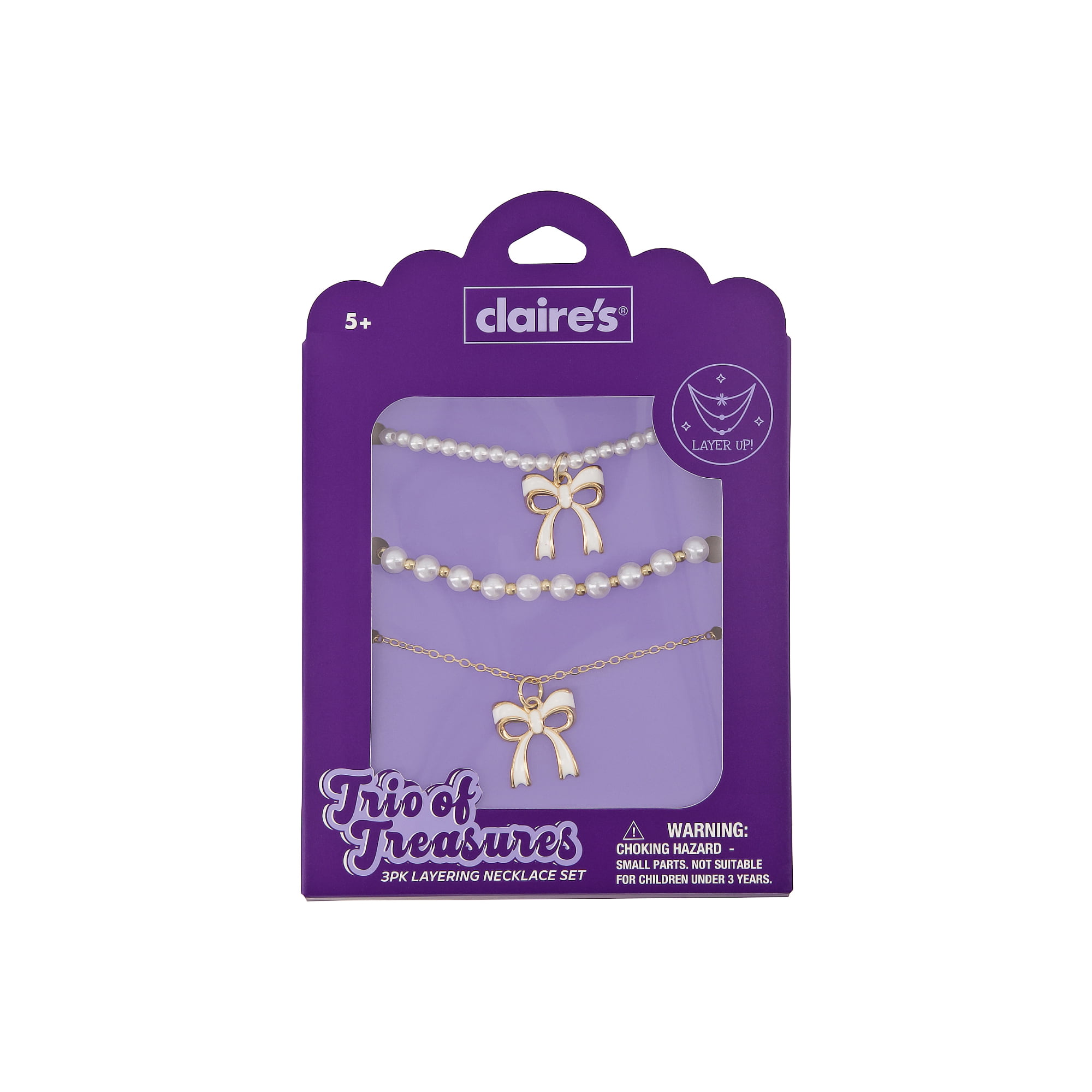 Claire's Necklace Set - Bow, 3pcs