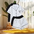 thumbnail image 4 of Tnhcen Women's 2 Piece Summer Cotton Print Pj Set Short Sleeve Button Up Sleepwear Homewear Set S-XL 2PC*2, 4 of 5
