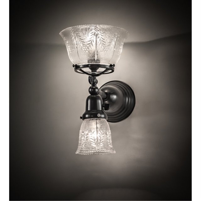 Meyda Revival Craftsman Brown 2 Light Gas Electric Wall Sconce 8" Wide Clear Glass