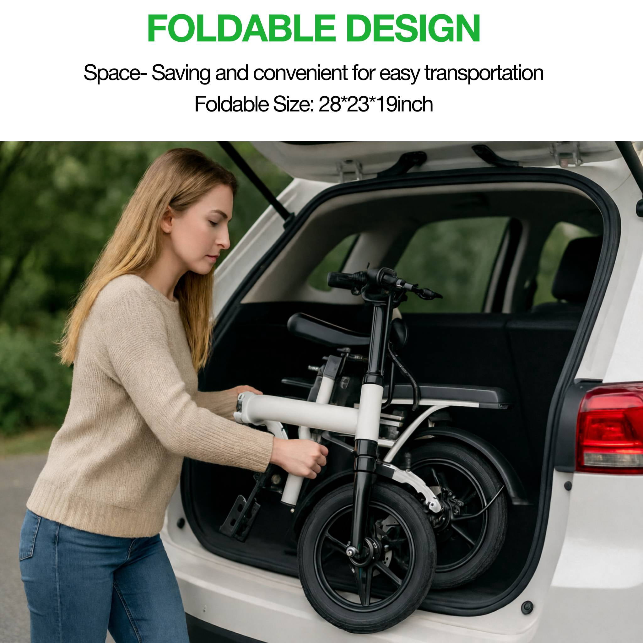 14” Folding Electric Bike, Peak 500W Motor 36V 12Ah Battery, Ebike 20 MPH, 20 Miles PAS Range, Shock Absorbers, UL 2849 Certified for Adult and Teen