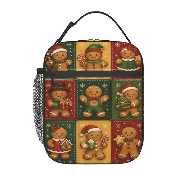 Gingerbread Christmas Lunch Bag Reusable Thermal Lunch Tote with Handle for Women and Men