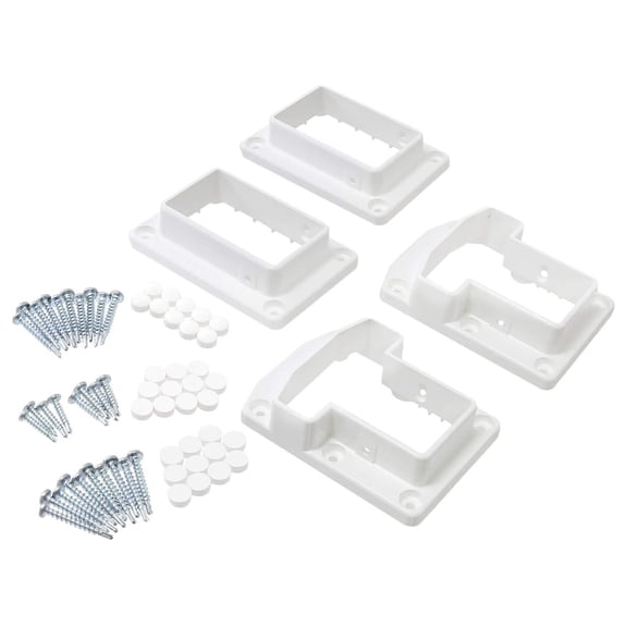 Vinyl Fence Railing Deluxe Bracket Kit- 2 Sets | Vinyl Fence Brackets | T-Brackets (White)