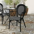thumbnail image 3 of Merrick Lane Stacking Thonet French Bistro Style Chair with Arms, Black & White PE Rattan Seat, and Black Metal Frame for Indoor/Outdoor Use, 3 of 13