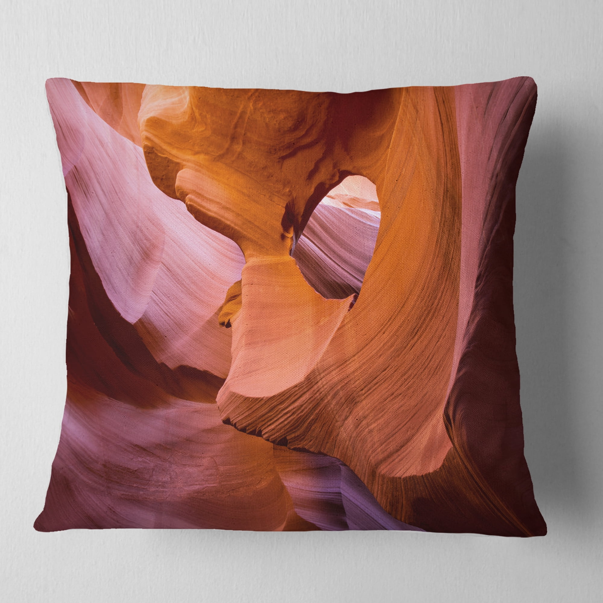 Designart Antelope Canyon Sandstone Waves - Landscape Photography Throw Pillow - 18x18