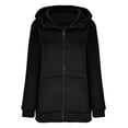 thumbnail image 5 of SDNall Hoodies for Women Solid Color Hoodie Zipper Long Sleeve Sweatshirts Long Coat Tops with Pockets Zip Up Hoodie Women (Black, Sizes S-XXXXL), 5 of 9