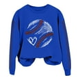 thumbnail image 4 of frariair Baseball Print Women Pullover Crew Neck Casual Top Long Sleeve Loose Fit Fleece Hoodie Streetwear Style Blue S, 4 of 4