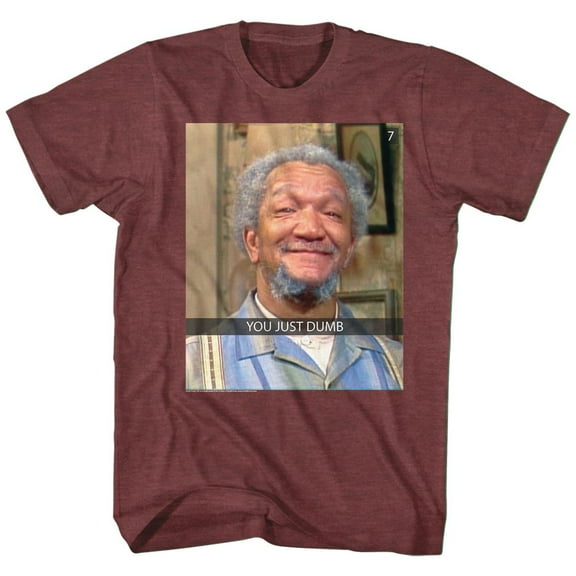 Redd Foxx You Just Dumb Snap Vintage Maroon Heather Adult T-Shirt Xl