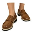 thumbnail image 3 of Womens Shoes,Loafers Lofty Sole Classic British Design Clean Solid Color Casual Dress Shoes All Day Comfort Slip On Fashion Footwear,Shoes for Women,Coffee,8.5, 3 of 9