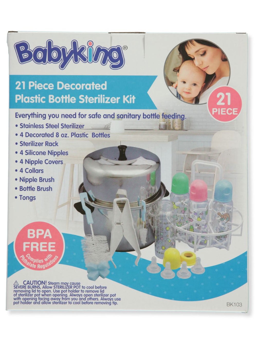 Babyking 21 Piece Decorated Plastic Bottle Sterilizer Kit