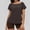 Brown, variant on Olyvenn Off-The-Shoulder Tops for Women Short Sleeve Asymmetrical Neck Loose Summer Breathable Casual Athletic Gym Tops Black S