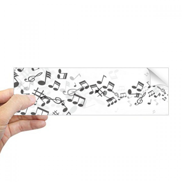Autocollant Pare-Chocs Rectangulaire Notes de Musique Torsadées Noires pour Carnet de Notes
