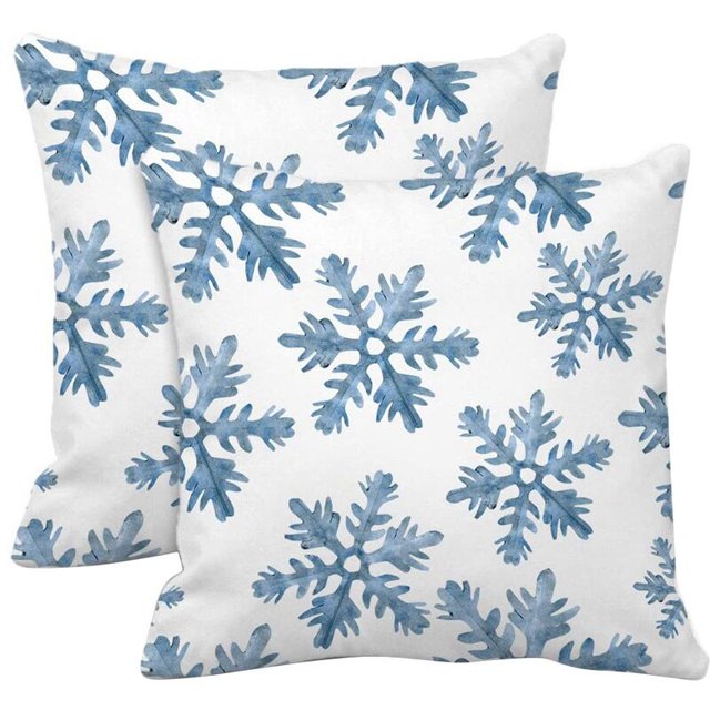 Fundas de cojín de Navidad de 18 x 18, invierno nevado con copos de nieve, decoraciones navideñas, cojines, funda de cojín de sofá