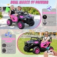 thumbnail image 3 of Farmdex 24V 2-Seater Ride on toys with Remote Control, 400W Powerful Electric Car Ride on Cars, Ride on UTV w/ Bluetooth, MP3, Volume Control, Seat Belts, Spring Suspension, Rose Red, 3 of 12