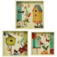 thumbnail image 2 of Northlight Set of 3 Birdhouse Garden Theme Square Wooden Serving Trays 16" - Green/Blue, 2 of 9