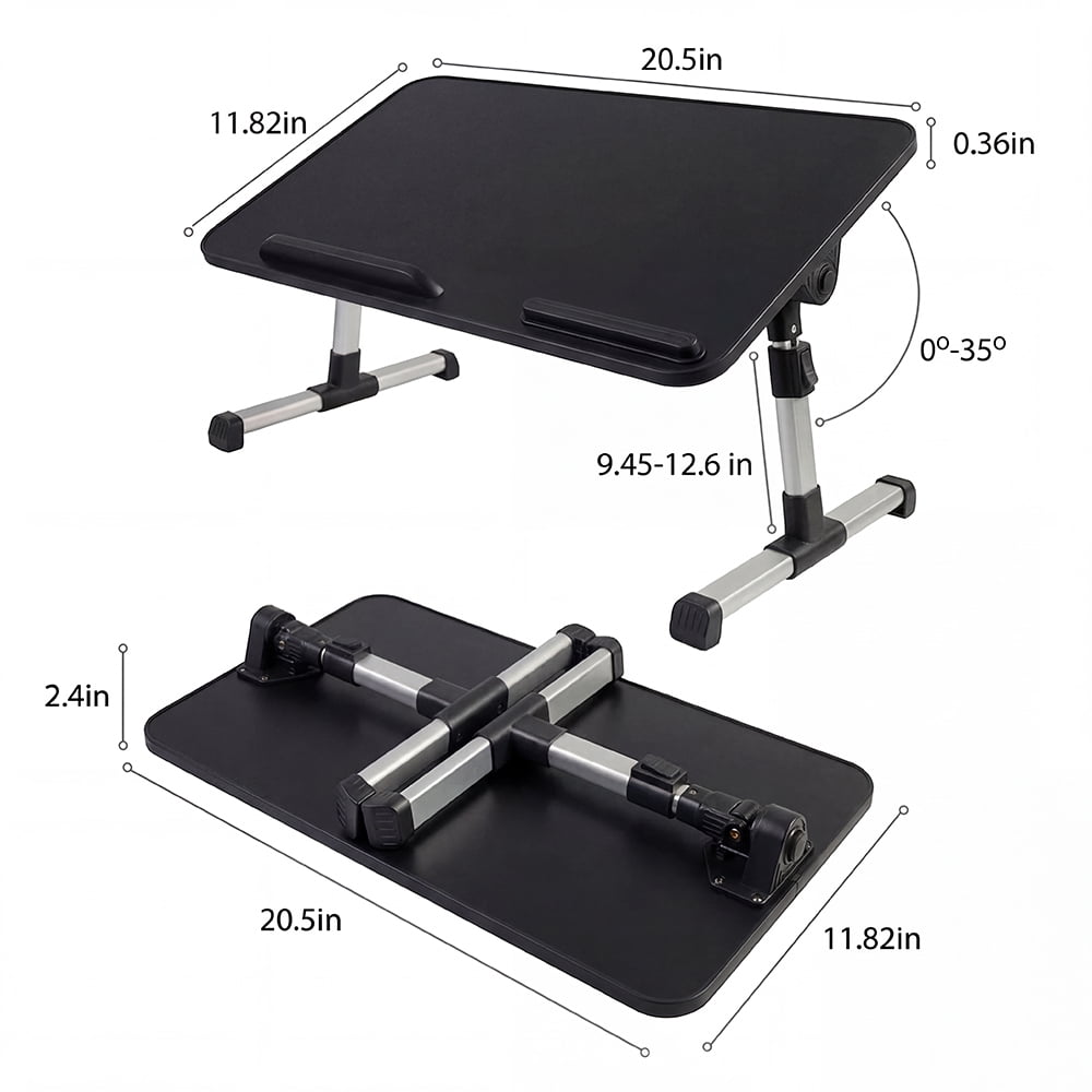 COWIN Laptop Desk Table, Adjustable Laptop Stand, Foldable Lap Desks 20.5×11.82 in (Black)