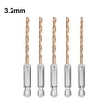 thumbnail image 1 of 5pcs HSS Drill Bit Set High Speed Steel /4 Hex Shank .5-6.5mm Hexagonal Handle 3.2mm, 1 of 9