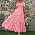 thumbnail image 2 of GDREDA 2024 Robe Maxi Bohème à Fleurs pour Femmes, Design Portefeuille avec Ourlet à Volants et Ceinture Ajustable, Robe Décontractée Fluide Évasée Rose,P, 2 of 5